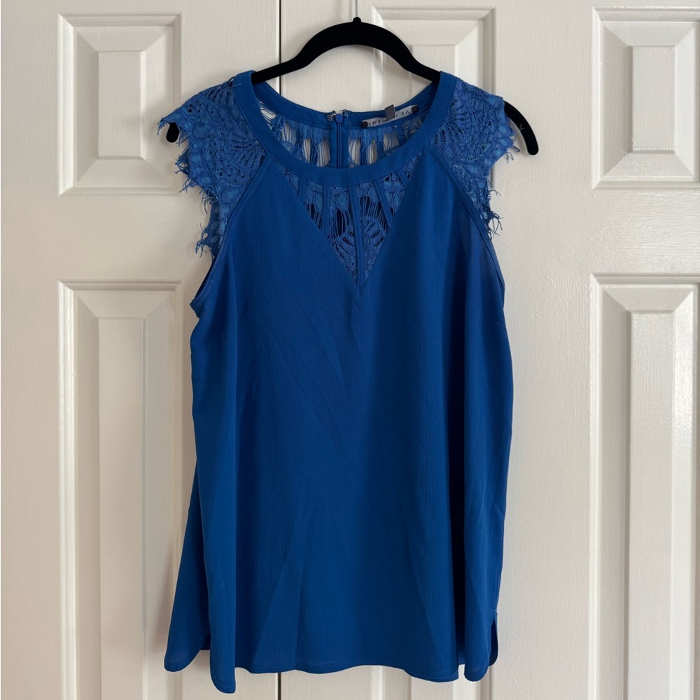 Brixon Ivy Blue Lace Accent Blouse